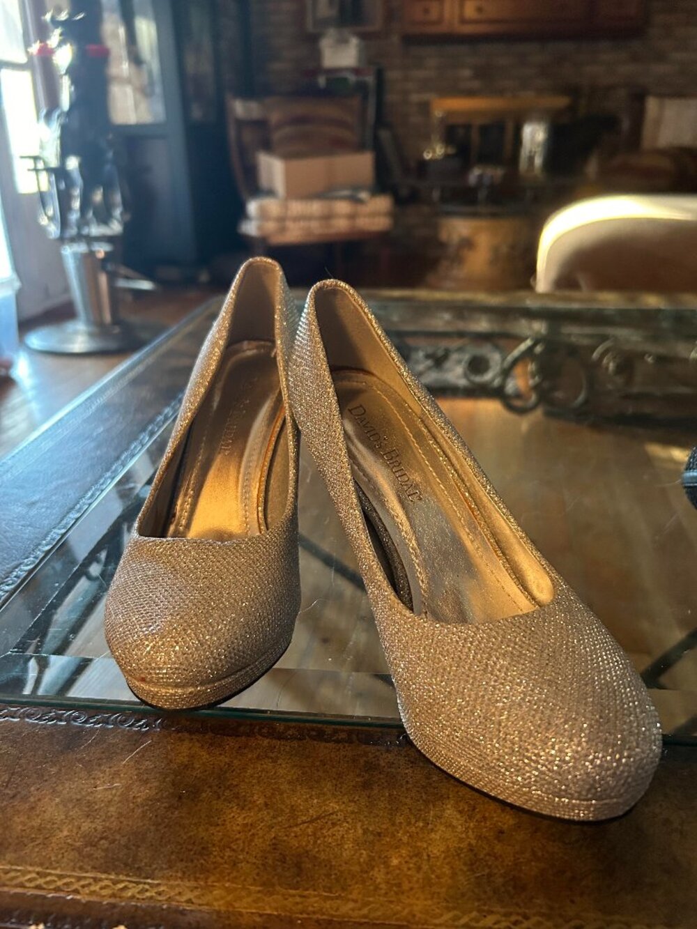 SILVER SPARKLY DAVIDS BRIDAL HEELS